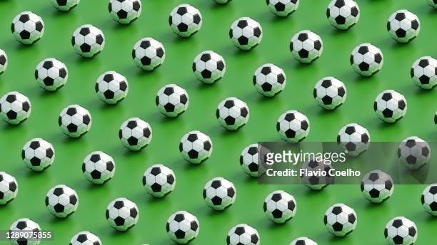 soccer balls low poly pattern background - large group of objects sport stock pictures, royalty-free photos & images
