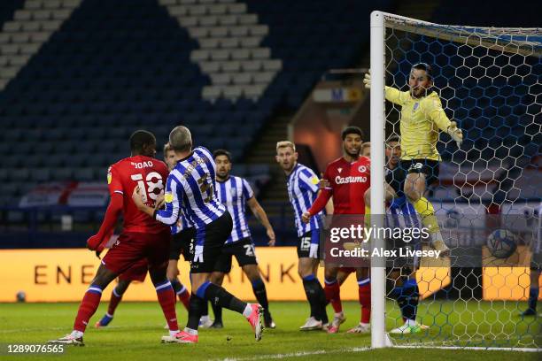 Lucas Joao of Reading scores their sides first goal during the Sky Bet Championship match between Sheffield Wednesday and Reading at Hillsborough...