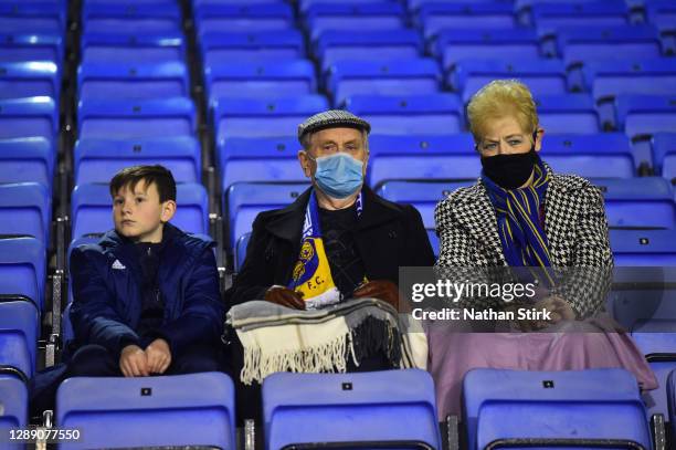 Fans look on during the Sky Bet League One match between Shrewsbury Town and Accrington Stanley at Montgomery Waters Meadow on December 02, 2020 in...