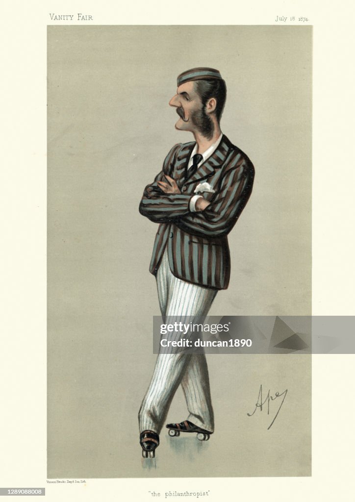 Herbert Mackworth-Praed, on roller skates, Vanity fair caricature