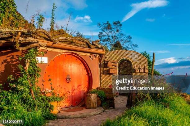 Views of the Hobbitenango attraction near Antigua, Guatemala.