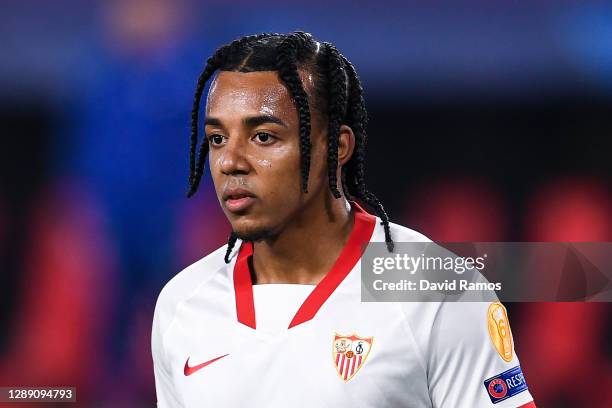 Jules Koundé of Chelsea FC looks on during the UEFA Champions League Group E stage match between FC Sevilla and Chelsea FC at Estadio Ramon Sanchez...