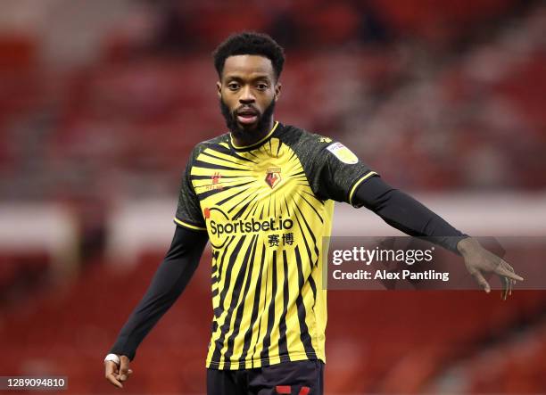 Nathaniel Chalobah of Watford during the Sky Bet Championship match between Nottingham Forest and Stoke City at City Ground on December 02, 2020 in...