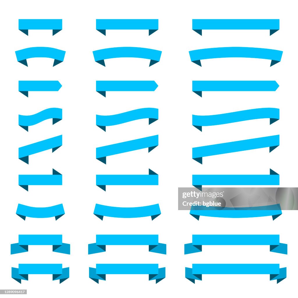 Basic Blue Ribbon Set Of Blue Ribbons Banners Design Elements On White Background High ...