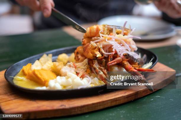 seafood in lima, peru - ceviche stock pictures, royalty-free photos & images