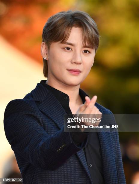 October 28: Singer Kim Jun-Su during a red carpet event of 2020 Korean Popular Culture and Art Awards at Kyunghee University Peace Hall on October...