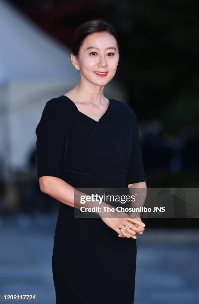 October 28: Actress Kim Hee-Ae during a red carpet event of 2020 Korean Popular Culture and Art Awards at Kyunghee University Peace Hall on October...