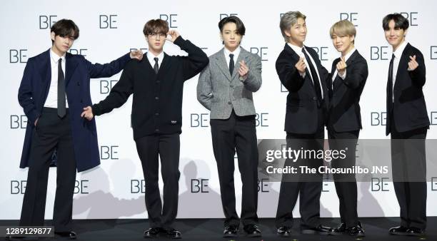 During BTS's New Album 'BE ' Release Press Conference at Dongdaemun Design Plaza on November 20, 2020 in Seoul, South Korea.