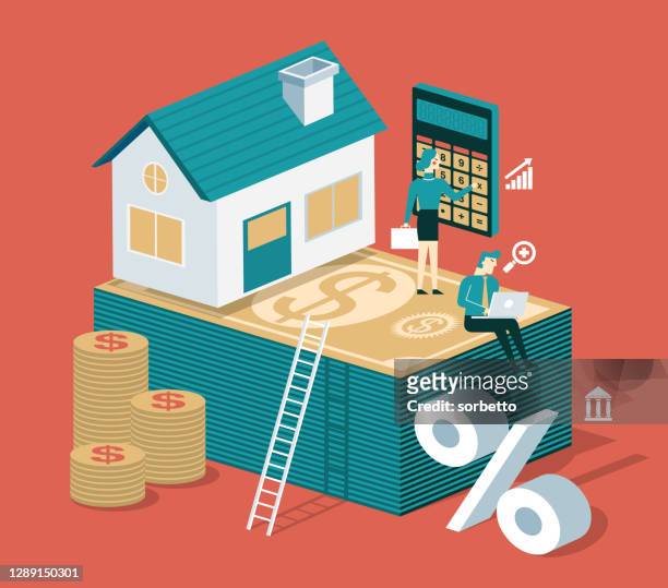 house loan or money investment - real estate agent stock illustrations