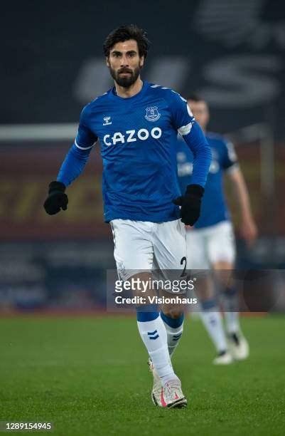 André Gomes of Everton during the Premier League match between Everton and Leeds United at Goodison Park on November 28, 2020 in Liverpool, United...