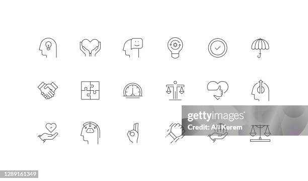 core values, creativity, loyalty, innovation, compassion icon design - moral courage stock illustrations