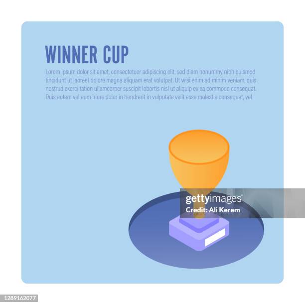winner cup design in isometric vector illustration - outfield stock illustrations