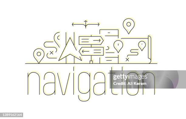 navigation line icon design - nautical chart stock illustrations