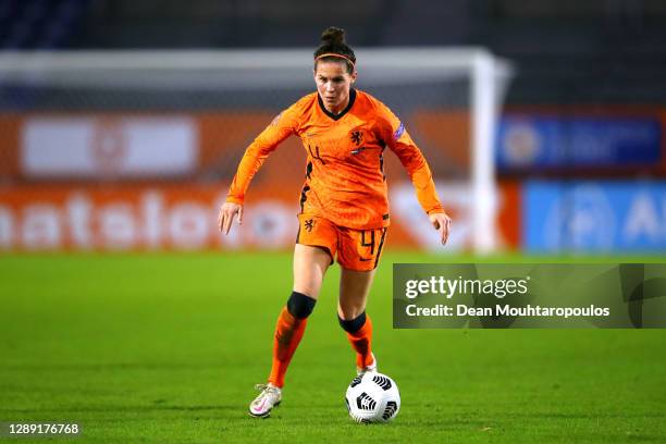 Merel van Dongen of Netherlands in action during the UEFA Women's EURO 2022 qualifier match between Netherlands Women and Kosovo Women at Rat Verlegh...