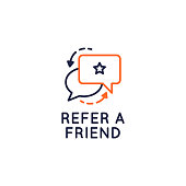 Refer a Friend icon. Referral program concept with speech bubbles icons isolated on white background. Vector illustration