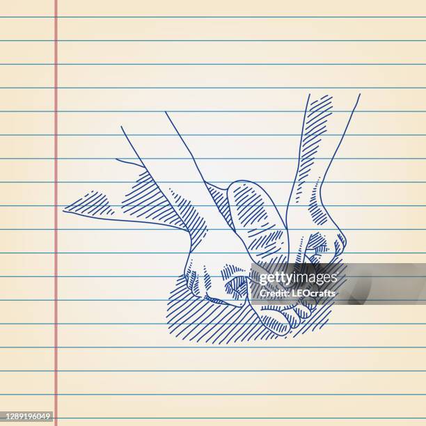 foot massage drawing on ruled paper - foot massage stock illustrations