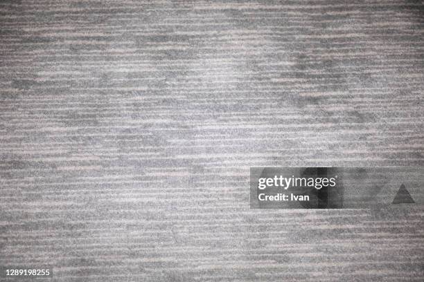 full frame of texture, gray striped carpet viewed from above - polyester stock-fotos und bilder