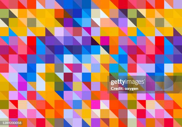 abstract geometric triangle square shape technology multicolored seamless pattern background - triangle forme bidimensionnelle photos et images de collection