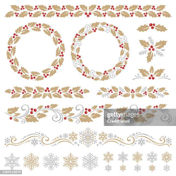 christmas ornaments - holly stock illustrations