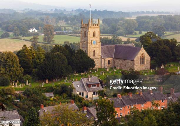 Montgomery, Powys, Wales, United Kingdom. View over St Nicholas Parish Church.