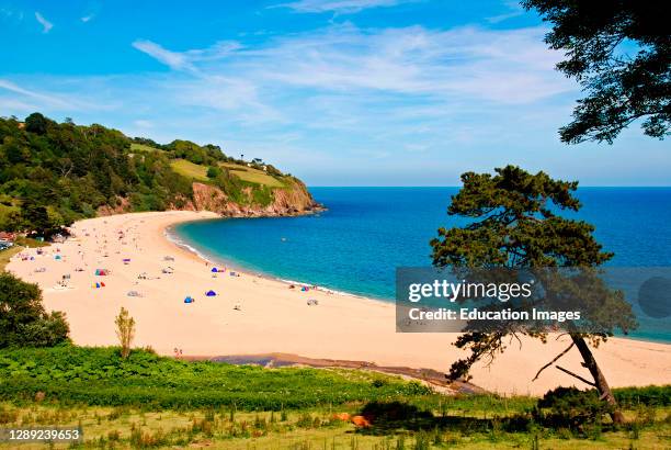 The sandy beach at blackpool sands in Devon, England.