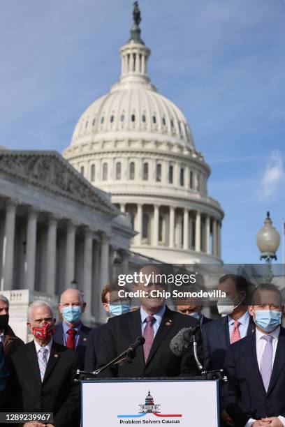 Rep. Tom Reed and Rep. Josh Gottheimer , co-chairs of the bipartisan Problem Solvers Caucus, hold a news conference with fellow members of Congress...