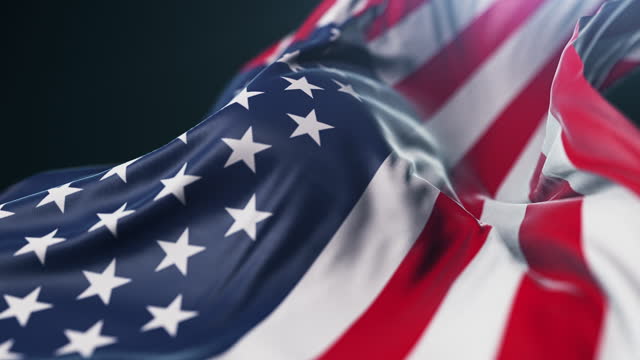 National Flag of USA Waving Against Against Black background. Slow Motion Video Background