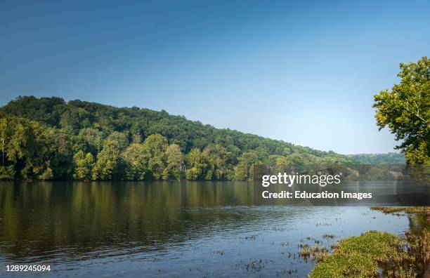 View of Bucks County Pennsylvania near Lumberville from New Jersey's Bulls Island Park.