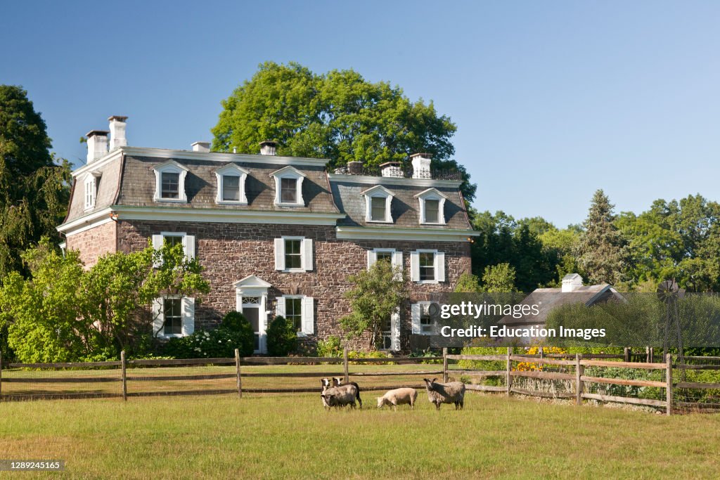 Colonial Homested Farm Colonial stone home on a farm with grazing sheep, Woolverton Inn ...