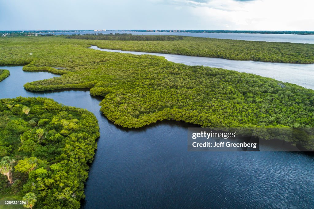 Florida, Cape Coral, Rotary Park Nature Preserve, Caloosahatchee River and mangroves