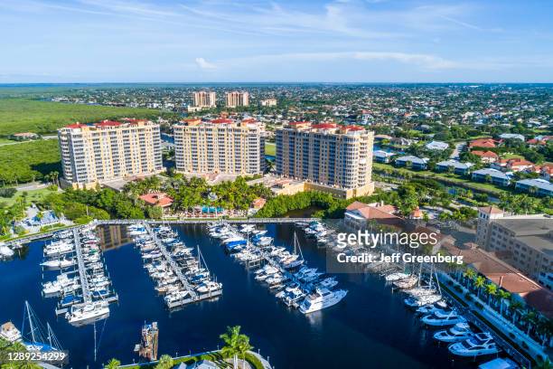 Florida, Cape Coral, Tarpon Point, Westin Cape Coral Resort at Marina Village aerial view.