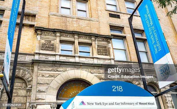 New York Eye and Ear Infirmary for Mount Sinai, Exterior View of Entrance, New York City, New York, USA.