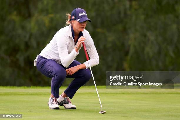 Sanna Nuutinen of Finland in action during Day three of the Andalucia Costa del Sol Open de Espana Femenino at Real Club Golf Guadalmina on November...