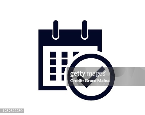 Calendar showing days of the month with a tick check reminder in a circle Calendar showing days of the month with a tick check reminder in a circle