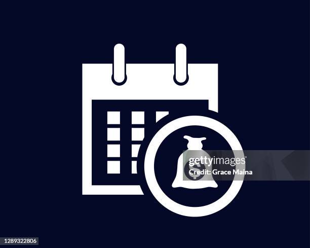 calendar showing days of the month with a dollar sign in a circle - now showing stock illustrations