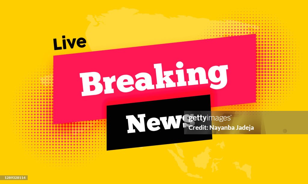 Live Breaking News headline with black and pink color background illustration