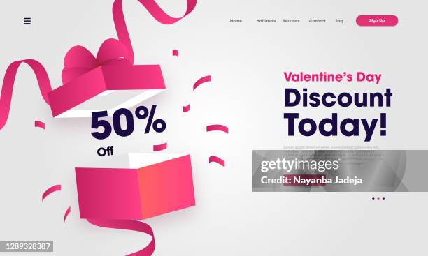 valentine's day website landing page vector template design illustration - asian couple using computer stock illustrations