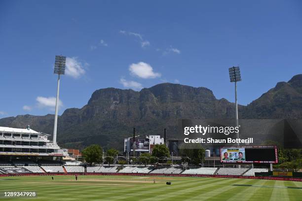 An empty Newlands ahead of the Ist One Day International between South Africa and England at Newlands Cricket Ground on December 04, 2020 in Cape...