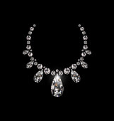 black background and light jewel diamond necklace
