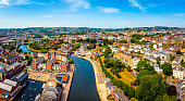 Aerial view of Exeter in summer day, United Kingdom