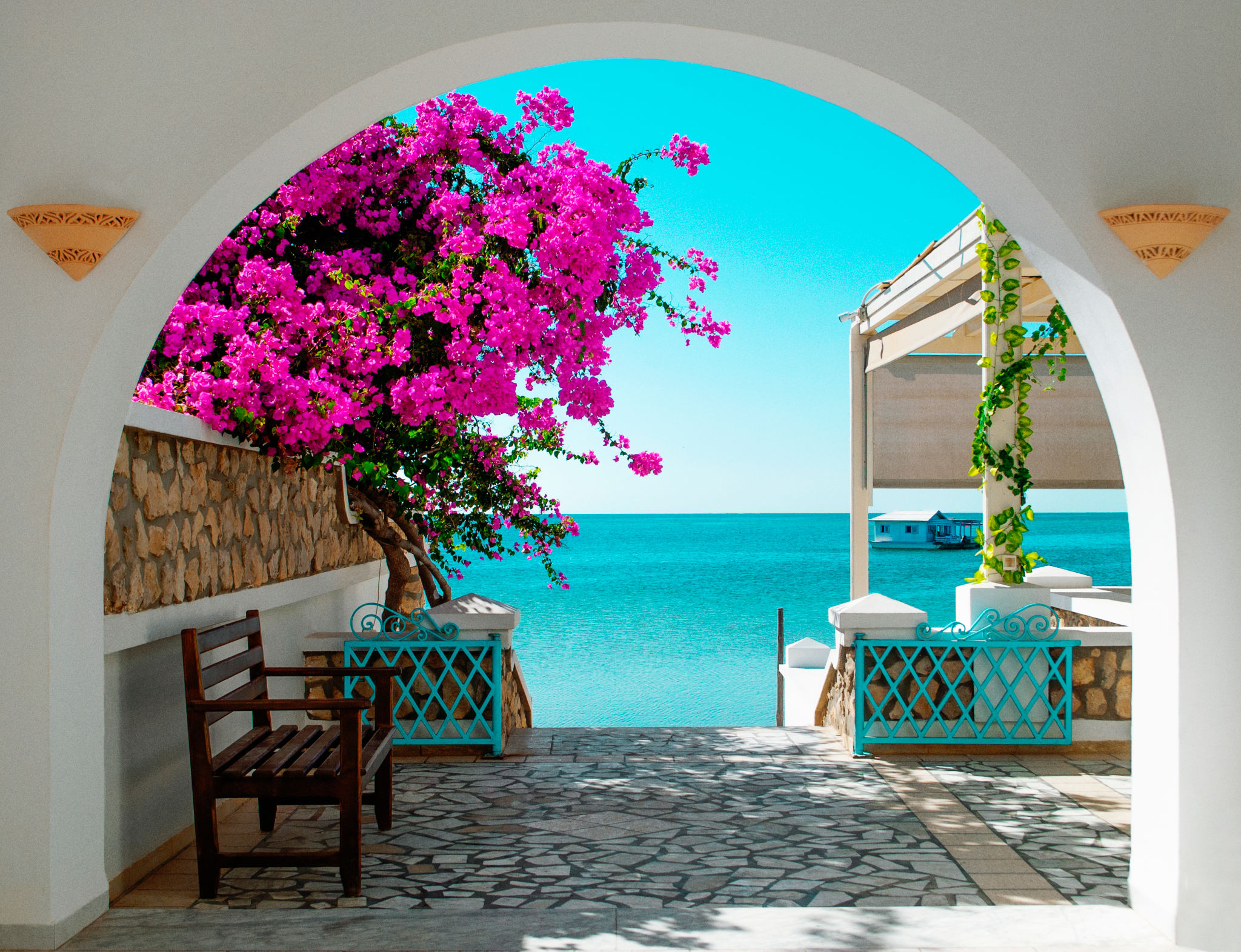 Sea view on the territory of the hotel of Tunisia. Sea view on the territory of the hotel of Tunisia.
