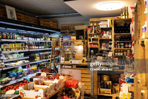 interior of grocery store during covid-19 outbreak - germany food stock pictures, royalty-free photos & images