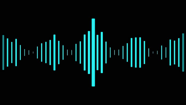 Audio waveforms moving across the screen in light blue color, a perfect background for a podcast, audiobook, karaoke - seamless looping