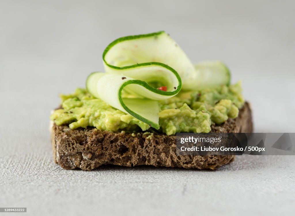 Avocado cucumber sandwich with whole grain bread