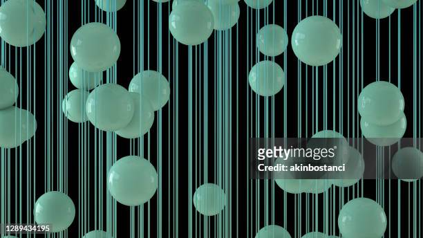abstract flying spheres background - chemistry set stock pictures, royalty-free photos & images