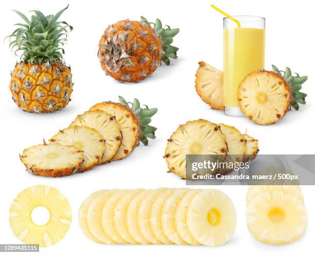 close-up of pineapples against white background,fawncreektownship,kansas,united states,usa - pineapple cut stock pictures, royalty-free photos & images