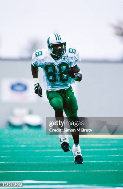 Randy Moss in action for Marshall University against Central Michigan at the Kelly/Shorts Stadium on November 1st 1997 in Mount Pleasant,...