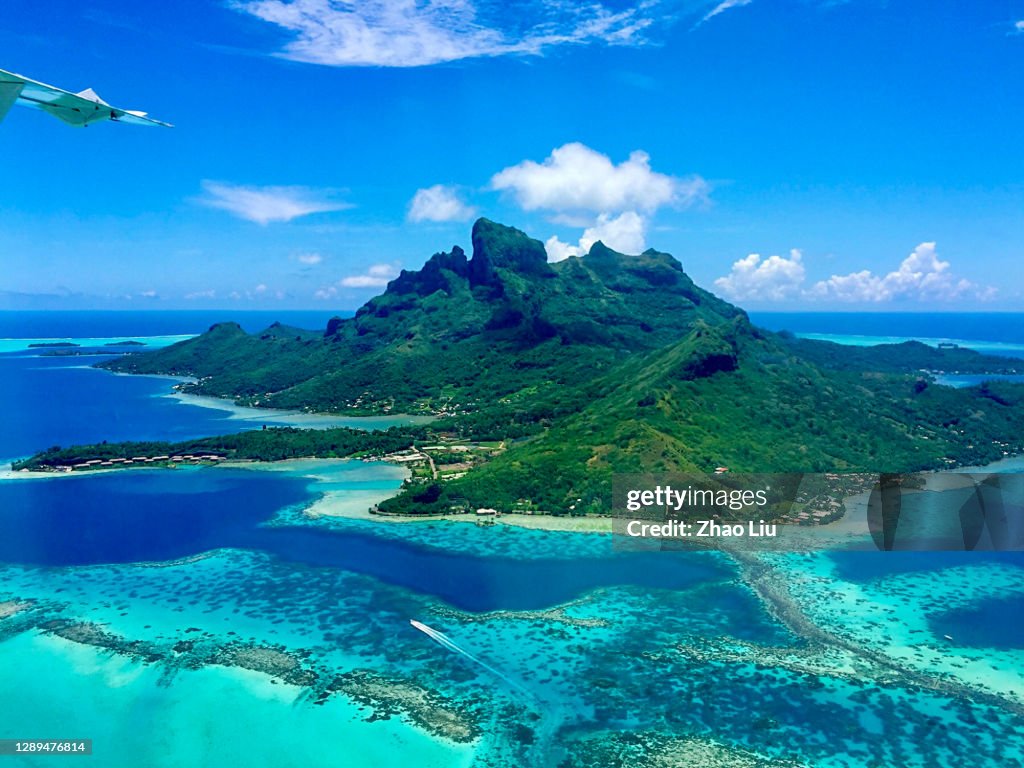 Die erstaunliche Luftaufnahme des Paradieses Bora Bora Island, Französisch-Polynesien