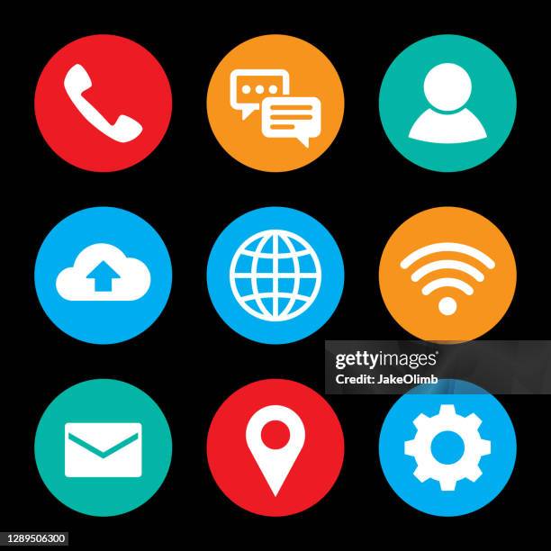 smartphone icon set bunt - e mail posteingang stock-grafiken, -clipart, -cartoons und -symbole