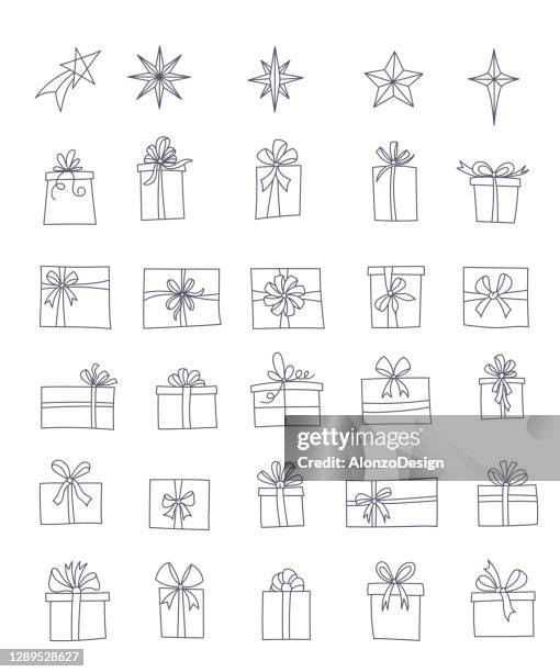 gift line icons. - present box stock illustrations